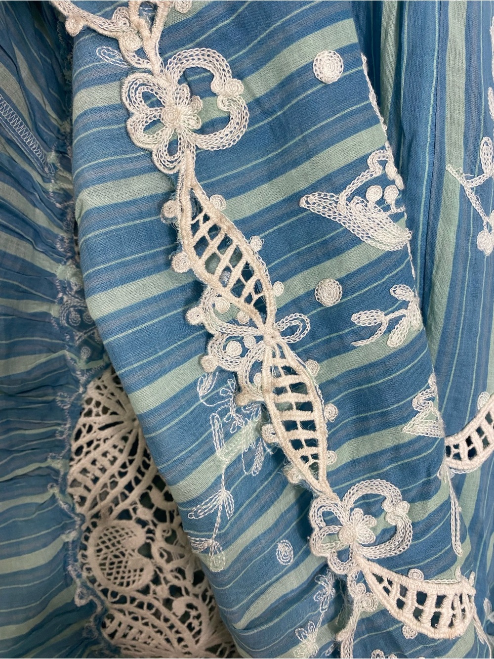 Free People Blue Bonnet Maxi Dress Embroidered Floral Striped Sundress Small - Picture 15 of 16